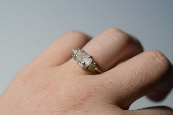 Natural Sapphire Ring, raw sapphire ring, unique sapphire ring, raw gem … - Picture 1 of 4